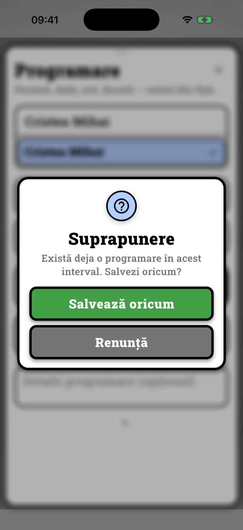 Avertisment de suprapunere